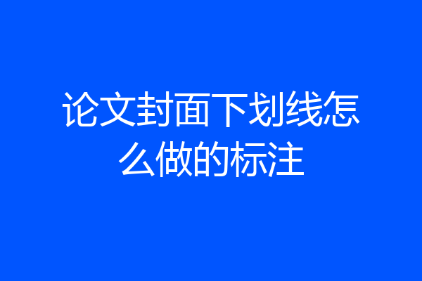 论文封面下划线怎么做的标注