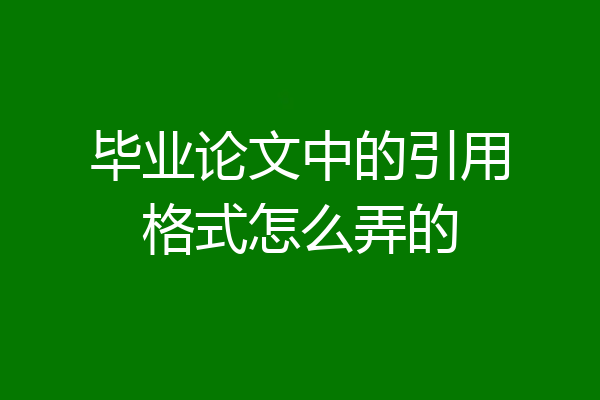 毕业论文中的引用格式怎么弄的