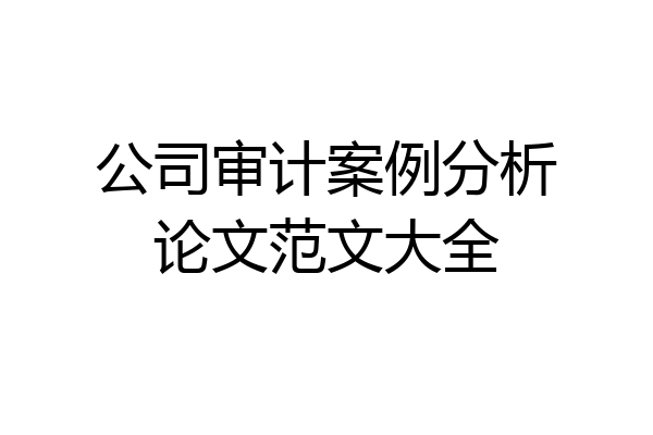 公司审计案例分析论文范文大全