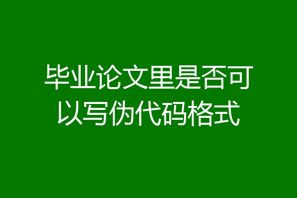 毕业论文里是否可以写伪代码格式