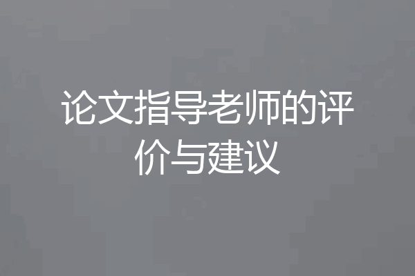 论文指导老师的评价与建议