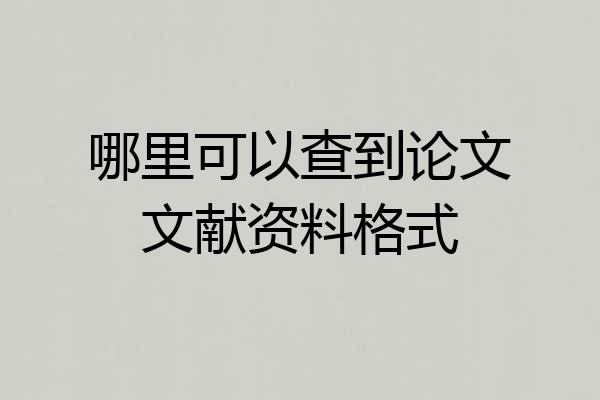 哪里可以查到论文文献资料格式