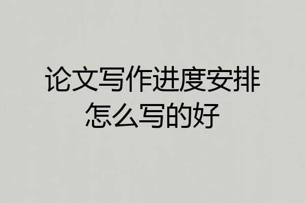论文写作进度安排怎么写的好