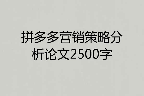 拼多多营销策略分析论文2500字