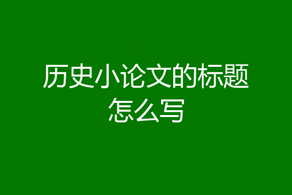 历史小论文的标题怎么写