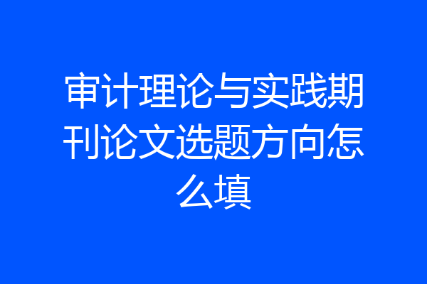 审计理论与实践期刊论文选题方向怎么填