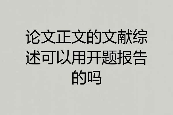 论文正文的文献综述可以用开题报告的吗