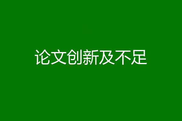 论文创新及不足