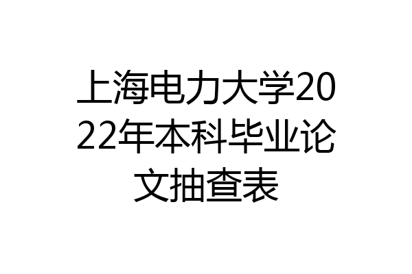 上海电力大学2022年本科毕业论文抽查表