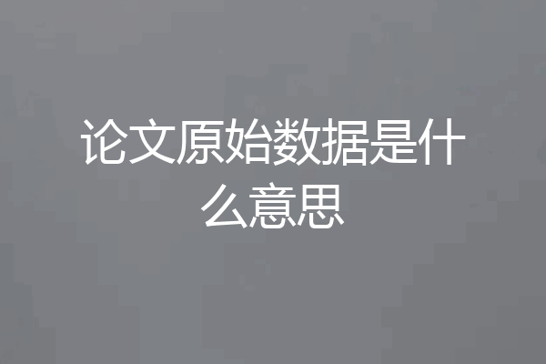 论文原始数据是什么意思