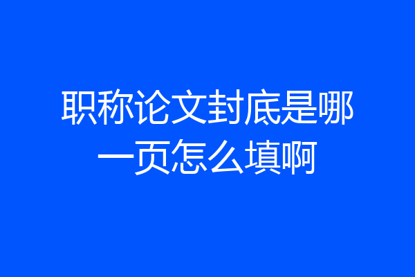 职称论文封底是哪一页怎么填啊