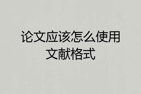 论文应该怎么使用文献格式