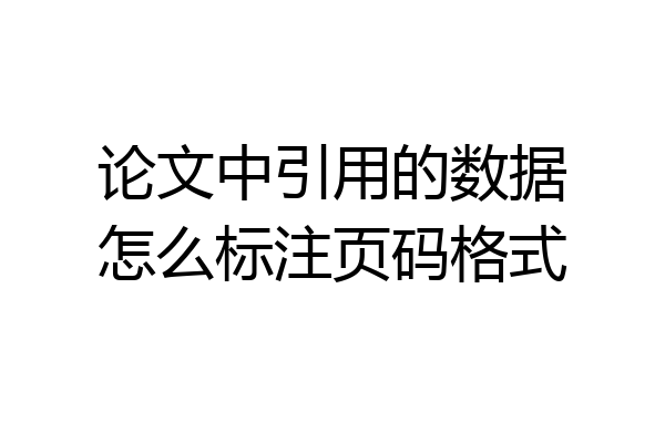 论文中引用的数据怎么标注页码格式