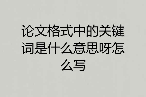 论文格式中的关键词是什么意思呀怎么写