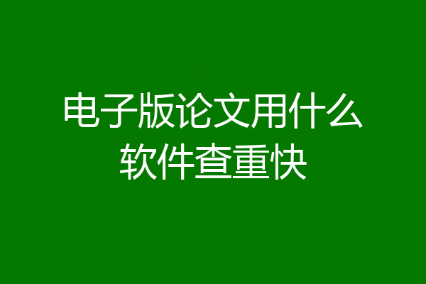 电子版论文用什么软件查重快