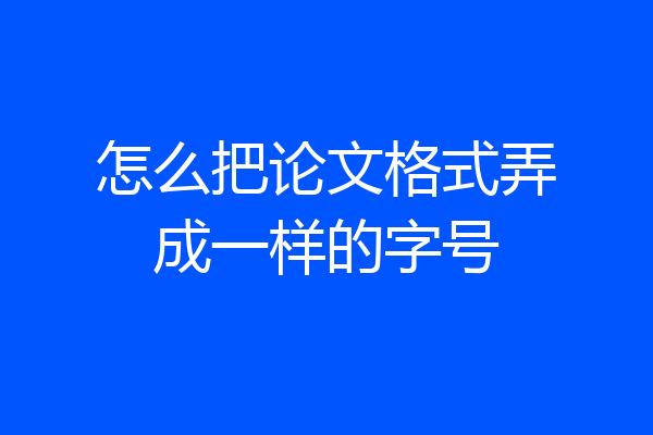 怎么把论文格式弄成一样的字号