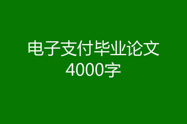 电子支付毕业论文4000字