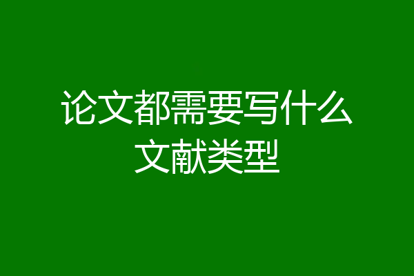 论文都需要写什么文献类型