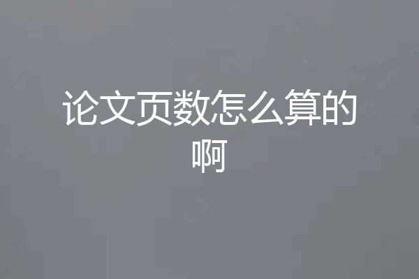论文页数怎么算的啊