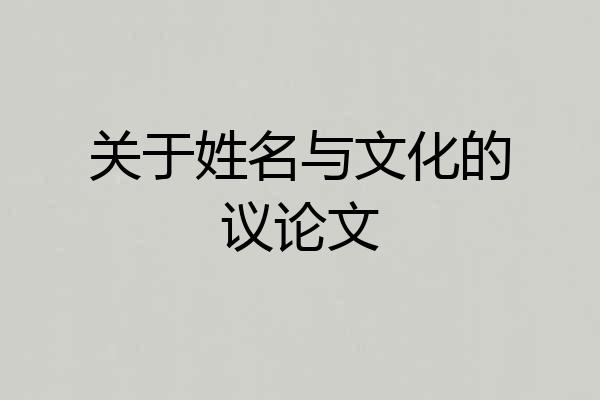 关于姓名与文化的议论文