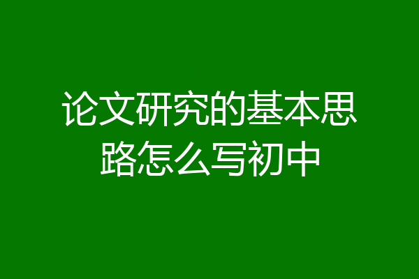论文研究的基本思路怎么写初中