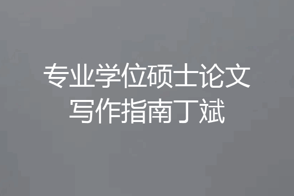 专业学位硕士论文写作指南丁斌