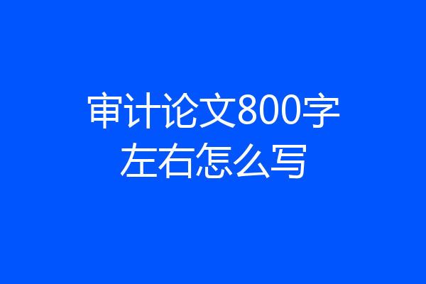 审计论文800字左右怎么写