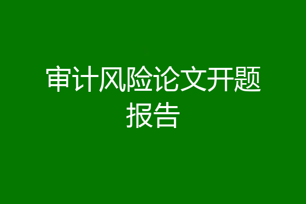 审计风险论文开题报告