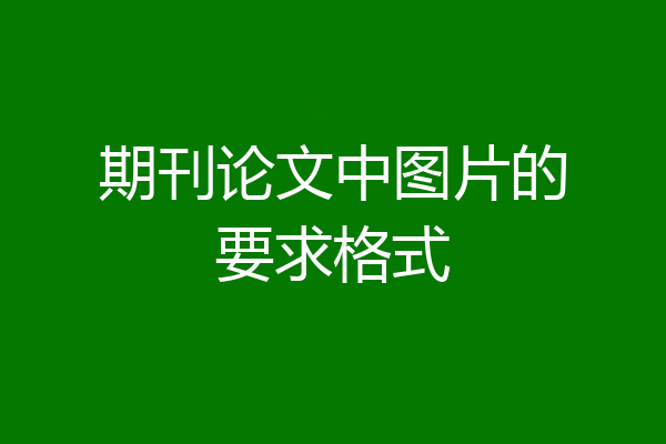 期刊论文中图片的要求格式