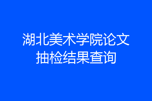 湖北美术学院论文抽检结果查询