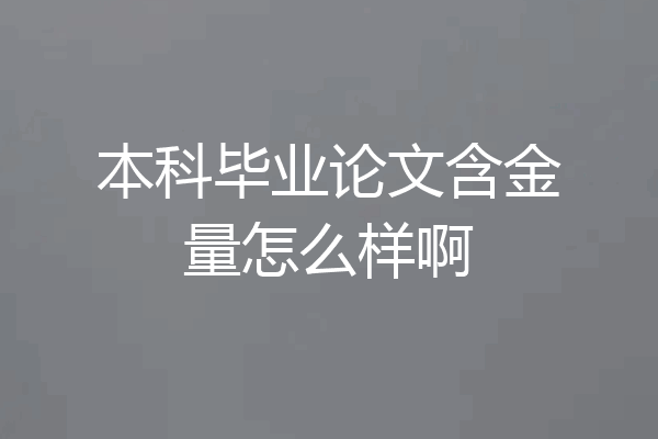 本科毕业论文含金量怎么样啊