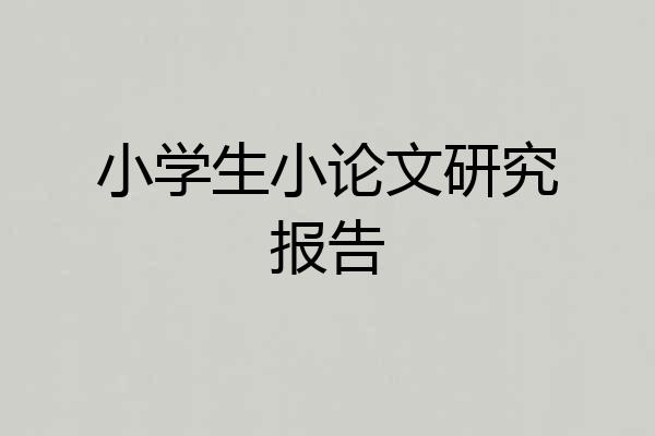 小学生小论文研究报告
