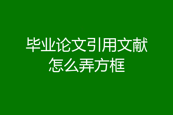 毕业论文引用文献怎么弄方框