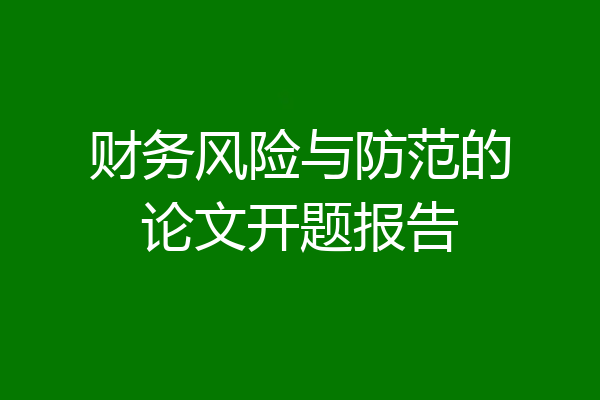 财务风险与防范的论文开题报告