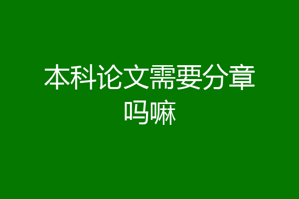 本科论文需要分章吗嘛
