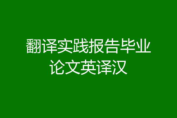 翻译实践报告毕业论文英译汉