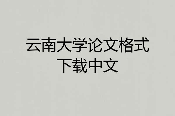 云南大学论文格式下载中文