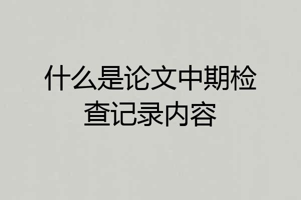 什么是论文中期检查记录内容