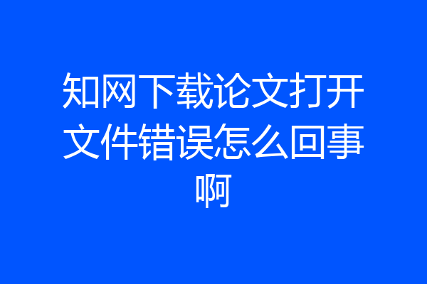 知网下载论文打开文件错误怎么回事啊