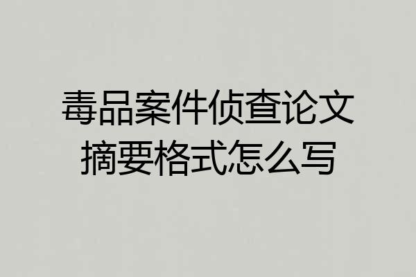 毒品案件侦查论文摘要格式怎么写