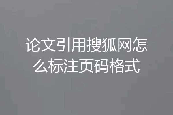 论文引用搜狐网怎么标注页码格式