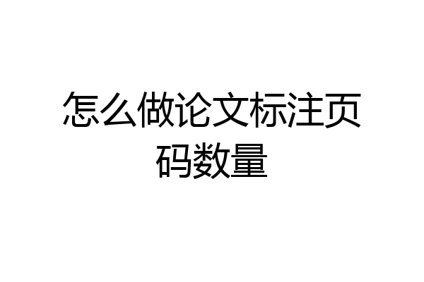 怎么做论文标注页码数量