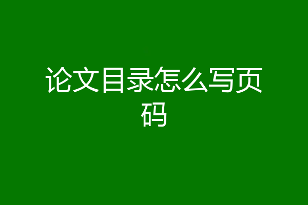 论文目录怎么写页码