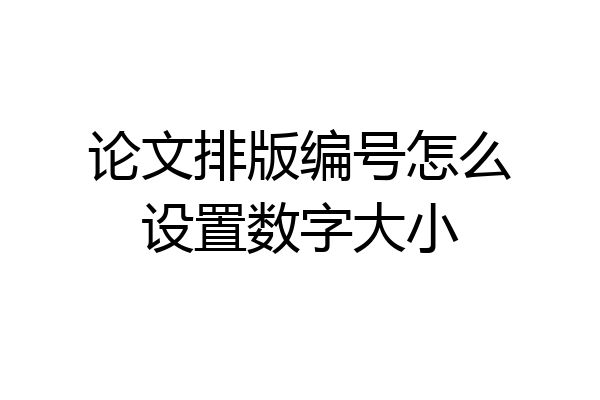 论文排版编号怎么设置数字大小