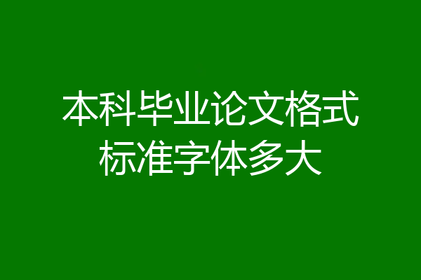 本科毕业论文格式标准字体多大