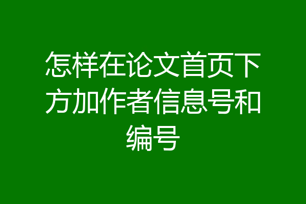 怎样在论文首页下方加作者信息号和编号