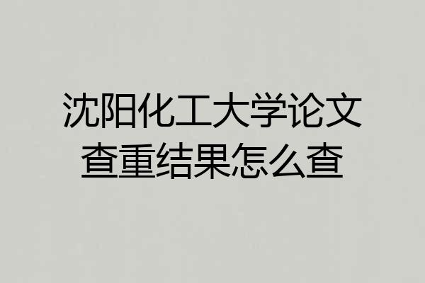 沈阳化工大学论文查重结果怎么查