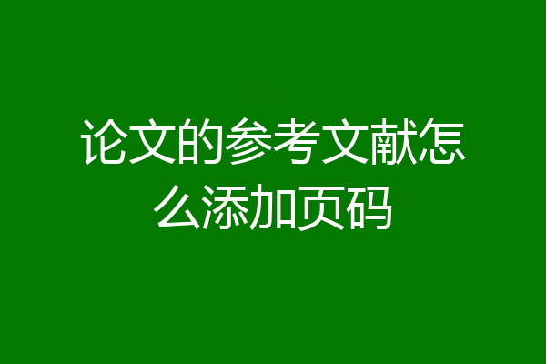 论文的参考文献怎么添加页码