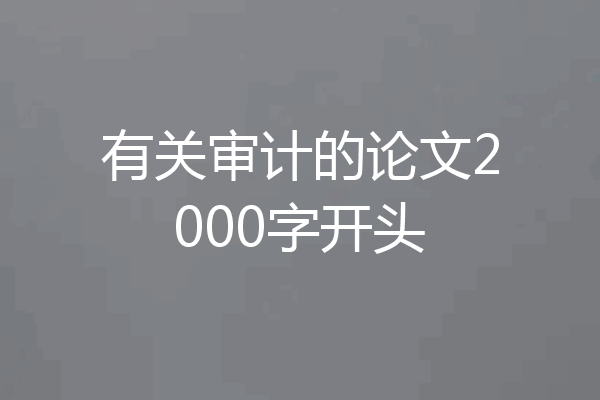 有关审计的论文2000字开头