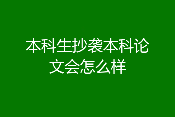 本科生抄袭本科论文会怎么样